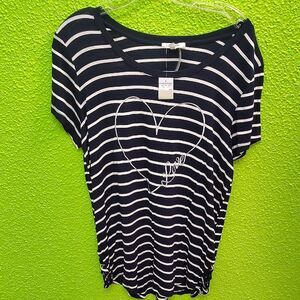 Maurices Blue and White Striped Relaxed T-Shirt